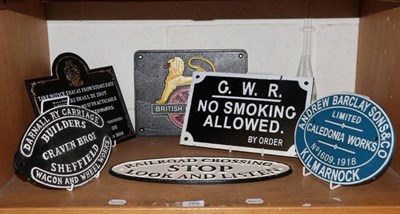 Lot 268 - A collection of reproduction signs and wall plaques including British railways and five others (6)