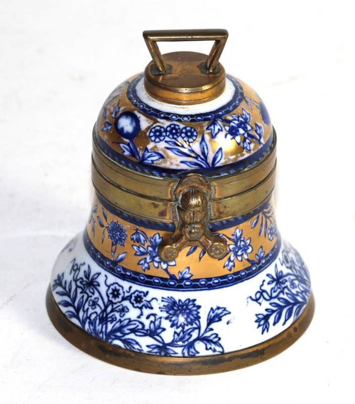 Lot 288 - A 19th century Copeland bell form inkwell with unusual 'squeeze' lock