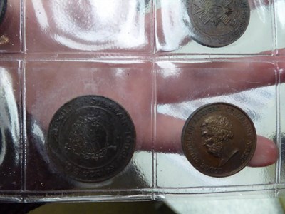 Lot 305 - Masonic tokens, coins and ephemera: box with quite an extensive collection of Masonic Lodege...