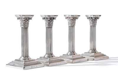 Lot 1037 - A Set of Four American Silver Desk Candlesticks, Gorham Manufacturing Co, Rhode Island, circa...