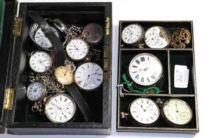 Lot 327 - A collection of silver and plated pocket fob watches, late 19th/early 20th century, British and...