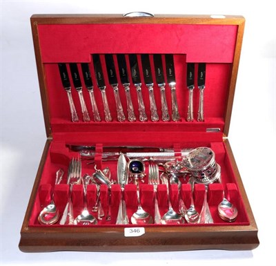 Lot 346 - A service of electroplated flatware, six place settings, in a fitted canteen, together with a...