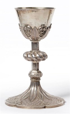 Lot 1041 - A French Silver Gilt Chalice, maker's mark DEJEAN, Paris, circa 1890, the hexafoil foot rising to a