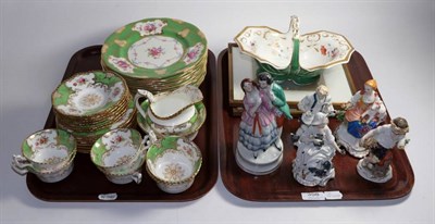 Lot 358 - A Coalport green and gilt part tea service comprising six side plates, six cups and saucers,...