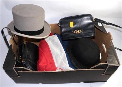 Lot 361 - A grey felt top hat, WM. Anderson & Sons Ltd. Edinburgh; a black bowler hat, Herbert Johnson,...