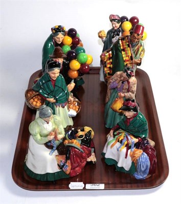 Lot 362 - Royal Doulton figurines including ''The Old Balloon Seller'' HN1315; ''The Balloon Man''...