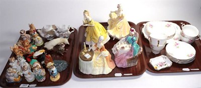 Lot 363 - Royal Doulton figurines including ''Afternoon Tea'' HN1747; Beswick Beatrix Potter figurines,...