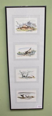 Lot 1024 - Ashley Jackson, four vignettes of country scenes, painted for Oscar Backhouse by the artist