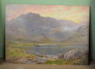 Lot 1035 - Attributed to William Lakin Turner (1867-1936), ''The Calm of evening Bleasdale Tarn'', bears...