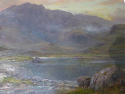 Lot 1035 - Attributed to William Lakin Turner (1867-1936), ''The Calm of evening Bleasdale Tarn'', bears...