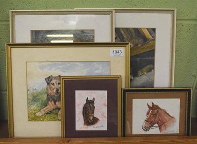 Lot 1043 - DM & EM Alderson five watercolours including studies of horses and mice