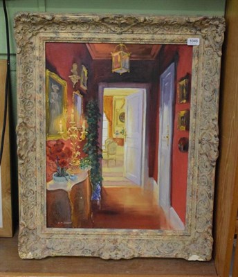 Lot 1046 - William Mitchell Ireland, Country house interior, signed oil on board,  62cm by 46.5cm