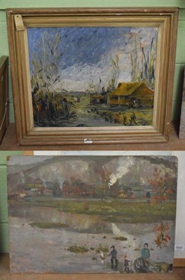 Lot 1048 - Rudolf Helmut Sauter (1895 - 1977), ''Autumn'', oil on board together with Richard Dimmock ''Bamboo