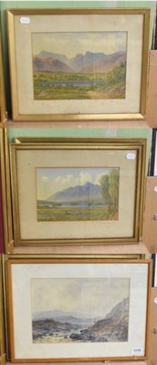 Lot 1049 - W T Longmire (20th century), ''Loughrigg Tarn'', signed inscribed and dated 1912, watercolour;...