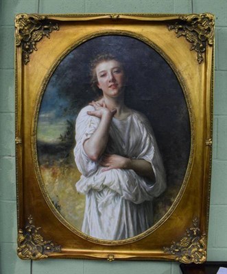 Lot 1059 - N Hudson (20th century) After W A Bouguereau, lady in a white dress with grapes, signed, oil on...
