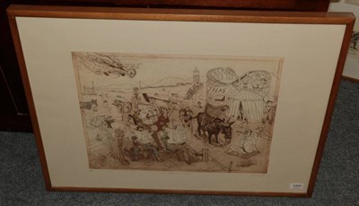 Lot 1069 - Chris Orr (b.1943), ''The Platters are on Holiday'', signed and dated 1989, etching, 1/50,...