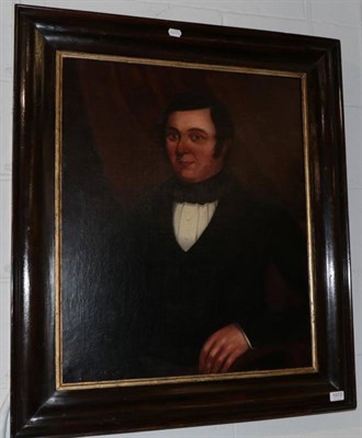 Lot 1072 - Possibly Australian school, (19th century), Portrait of a gentleman, oil on canvas, 72cm by 60cm