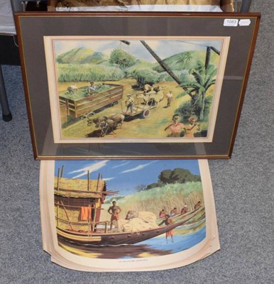 Lot 1083 - A quantity of 20th century prints Commonwealth Industries, including ''Sugar Canes in...