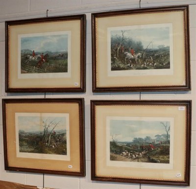 Lot 1091 - After William Shayer (1787-1879), A set of four hunting prints; ''Gone Away'', ''Dead Beat'',...