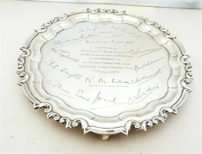 Lot 1055 - A George VI Salver, James Dixon & Sons, Sheffield 1946, of shaped circular form with a shell...