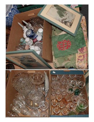 Lot 1136 - A quantity of decorative household ceramics and glass including cut glass vases and bowls,...