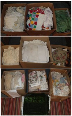 Lot 1145 - A large quantity of assorted mixed textiles including linen and cotton bedding, bed covers,...