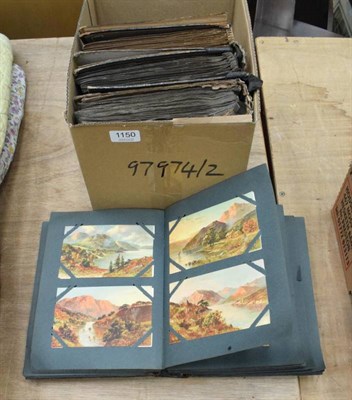 Lot 1150 - Vintage postcards: collection in four old postcard albums, good variety with many topographical and
