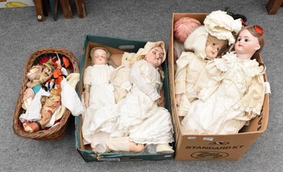 Lot 1170 - Assorted dolls including an Armand Marseille 370 bisque shoulder head doll, on jointed kid...