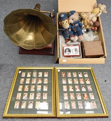 Lot 1173 - Collectables: to include an HMV table top gramophone, with brass horn; Merrythought Thumper;...