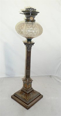 Lot 1062 - A George V Corinthian Column Oil Lamp Base, London 1914, with brass fitting, on a hobnail and slice