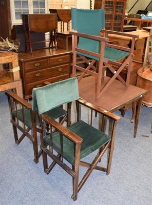 Lot 1199 - An early 20th century folding card table; a vintage folding chair and a modern folding chair (3)