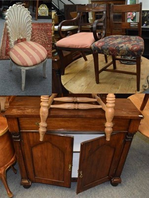 Lot 1202 - A Georgian style shell carved dining chair; a Regency mahogany armchair; a Regency dining...