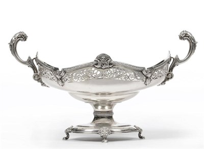 Lot 1063 - A George V Fruit Bowl, Manoah Rhodes & Sons Ltd, London 1925, the oval base raised on four...