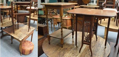 Lot 1208 - An Edwardian mahogany Sutherland table; a 1920s oak occasional table; a George III mahogany...