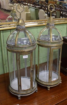 Lot 1244 - Pair of glass lanterns, modern