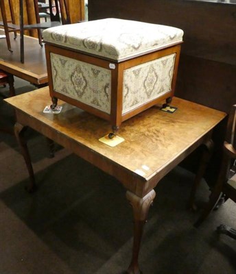 Lot 1259 - A 20th century burr walnut side table, converted from a dining table leaf; together with an...