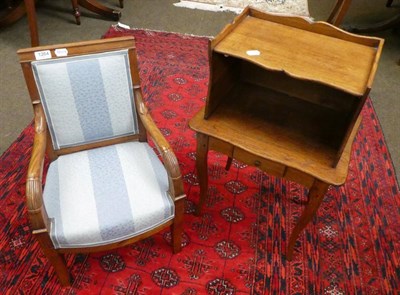 Lot 1264 - An early 20th century walnut child's chair / apprentice piece; together with a small oak bookcase