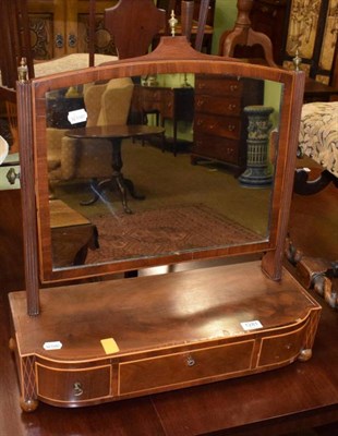 Lot 1281 - A mid 19th century mahogany and inlaid dressing table mirror with brass finials