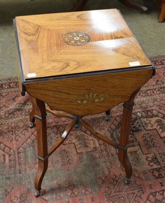 Lot 1289 - Late Victorian rosewood and inlaid drop-leaf occasional table