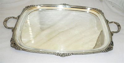 Lot 1071 - A George V Tray, Fordham & Faulkner, London 1915, plain rectangular with gadrooned leaf capped...