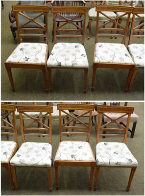 Lot 1311 - Set of six mahogany and satinwood banded dining chairs, early 20th century, with drop-in seats