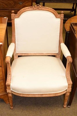 Lot 1323 - A 19th century walnut and cream upholstered fauteuil