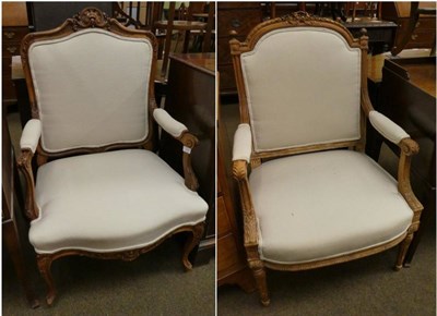 Lot 1324 - A 19th century walnut and cream upholstered fauteuil