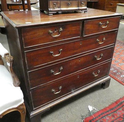 Lot 1328 - George III mahogany and pine lined five drawer straight fronted chest of drawers