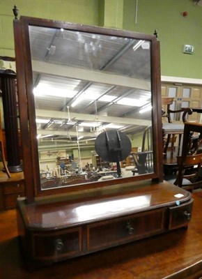 Lot 1338 - Edwardian mahogany and inlaid dressing table mirror with brass finials