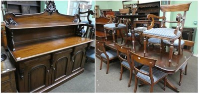 Lot 1353 - A set of eight reproduction mahogany chairs; 20th century mahogany twin pedestal dining table...