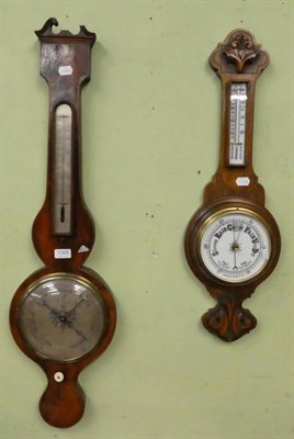 Lot 1368 - A George III mahogany wheel barometer with silvered dial engraved G Grose, York; and a...