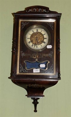 Lot 1391 - A brass inlaid mahogany wall timepiece