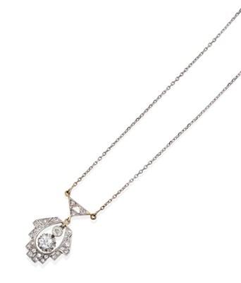 Lot 68 - A Diamond Necklace, an Art Deco pendant inset with old cut and rose cut diamonds hangs on a...