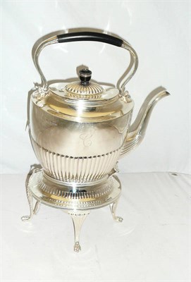 Lot 1093 - A Victorian Spirit Kettle on Stand, John Round & Sons, Sheffield 1894, the oval pale pierced...